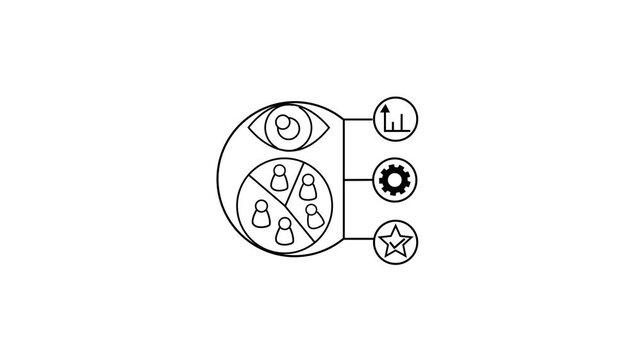 Quantitative research line concept icon animation. Market analytics frameworks. Performance tracking models. Animated outline round motion graphic. Minimal HD video with alpha channel. 4k video.