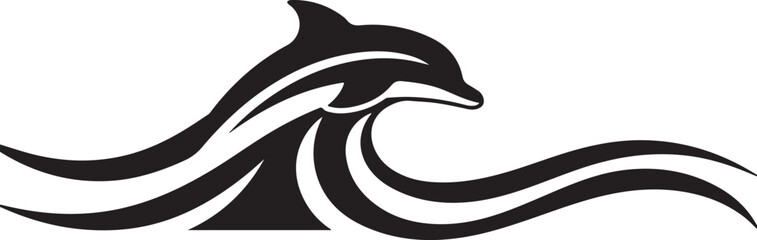 Black dolphin wave, ocean animal, vector icon, marine symbol © ahmedahmed