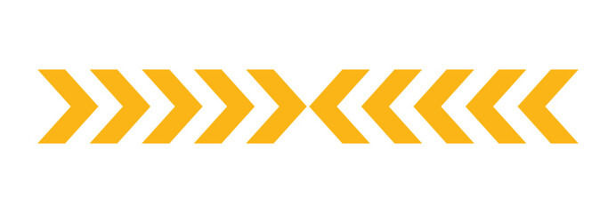 Yellow chevron arrow pattern. Directional geometric symbol set. Modern navigation indicator for traffic signage and industrial design © Orvix