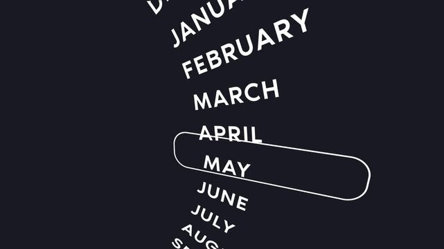 3d Circular Months of a year, all months name, Circulation of 12 months