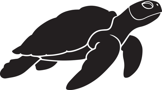 Black turtle, sea turtle icon, silhouette, vector graphic