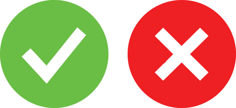 Green check mark and red cross mark icons for choice and decision making