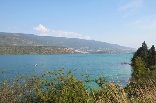 Kalamalka Lake between Vernon and Kelowna during a summer season in the Interior region of British Columbia, Canada