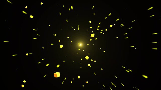 Abstract Neon Yellow Particle Explosion and Hit Impact Motion Graphic. dust and particle, Glowing Sci-Fi Energy Shockwave, Fast Speed Digital Bursting Magic Pixels, Cinematic Cosmic lens Flare Burst