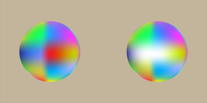 Colorful Abstract Gradient Spheres Pair On Neutral Beige Background &mdash; Vibrant Digital Art And Design Elements