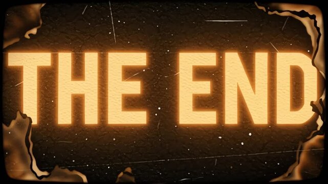 Cinematic Burning Film Reveal Animation with The End Text