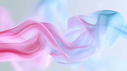 Naklejka premium Flowing pink and blue translucent waves creating an elegant abstract background with soft gradients, fluid motion and a modern dreamy aesthetic.