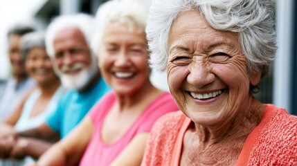 Fototapeta premium Seniors Celebrating Healthy Lifestyle and Achievements with Joyful Expressions in a Community Setting