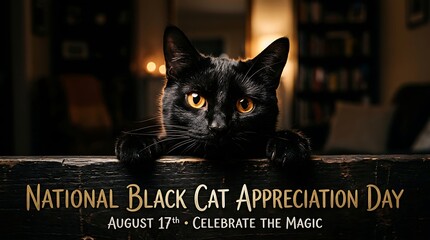 Black cat drinking water from a reflective surface with candlelight glow