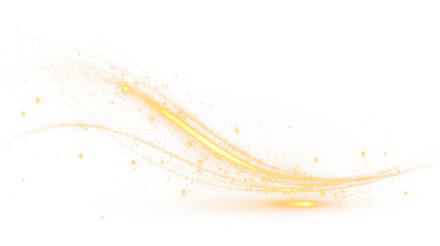 gold Transparent png golden swirl overlay with glowing luxury light effect sparkling bright abstract swirling dust particles and dynamic flowing smooth curve design element decoration wave line flow