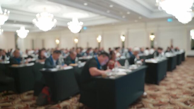 Blurred Audience Attending Business Conference Seminar