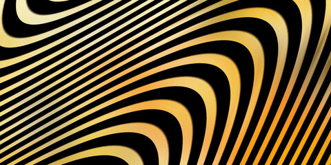 Naklejka premium Abstract curved black and yellow geometric pattern design