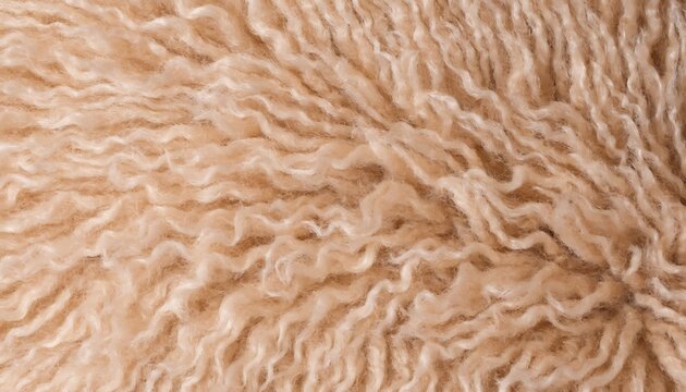 Close up texture of soft beige wool or animal fur material with material background close-up softness materialistic