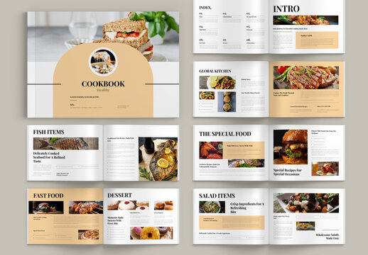 CookBook Landscape Brochure Template Layout