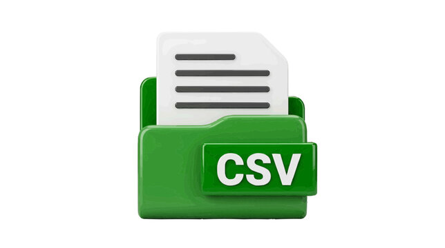 Vector illustration of csv file folder 3d icon on a transparent background