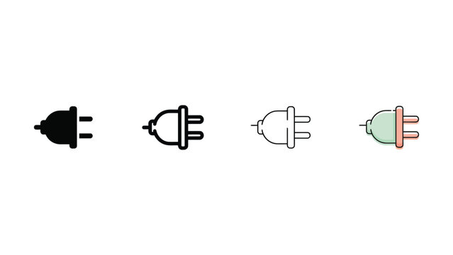 Four different types of electrical plugs on white background