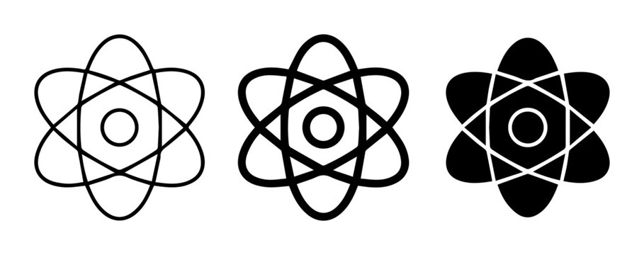 Atomic Structure Icons, Science Symbols, Chemistry Graphics, Physics Icons, Nuclear Energy Icons