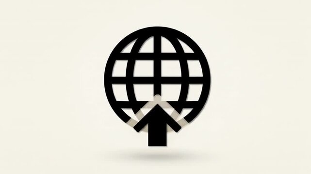 Minimalist globe icon with arrow pointing upward.