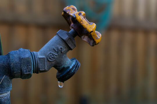 macro of an old water tap