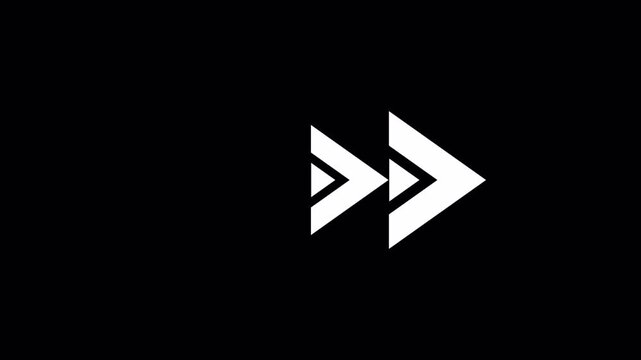 White Double Arrow Hollow Icon- Squirrel Arrow Animation Loop Alpha Channel 4K