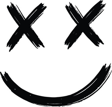 Smiley face with x icon, Brush Smiley - Happy Face, Crosses, 
