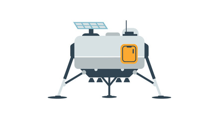 Flat vector illustration of a moon lander probe isolated on white © Konco
