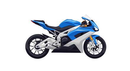 Obraz premium Blue and white sport motorcycle illustration on white background.