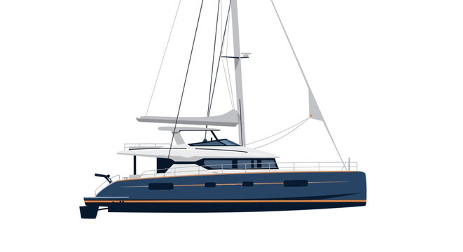 Vector illustration of a modern luxury sailing catamaran yacht.