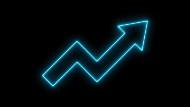 Glowing blue arrow graph increase neon light growth success concept growth concept success symbol