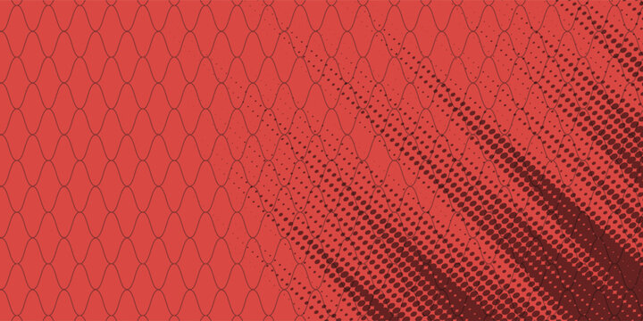 Snake skin background. Seamless pattern of squama, reptile scale. Chinese minimalistic grid art. Serpent surface texture in red and gold colors. Asian geometric ornament