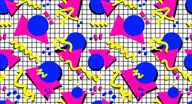Colorful Bold 90s Retro Pop Art Seamless Pattern Background Wallpaper