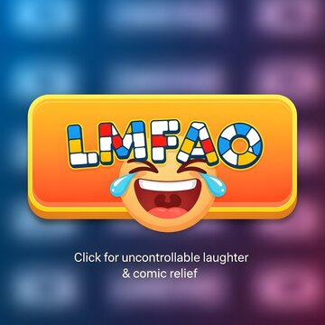 Funny Laughing Face Emoji with Colorful Text for Comic Relief and Humorous Internet Communication Concept