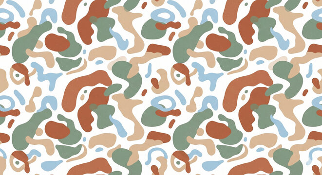 Colorful Abstract Camouflage Blob Seamless Pattern Background Texture