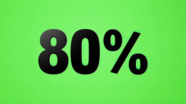 Bold discount percentage graphic displaying 80 on a vibrant green background, emphasizing significant savings for promotional marketing materials and advertisements