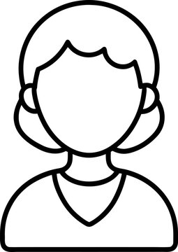 Minimalist woman icon, line art portrait, simple face outline, black and white illustration  icon line airt vactor outline Illustrations on white background.