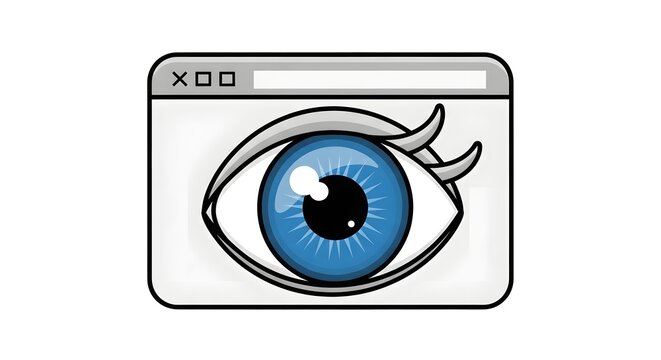 Digital blue eye in browser window representing internet surveillance and online privacy monitoring technology