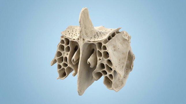 3D render Medical, human ethmoid skull bone anatomy, cranial cavity structure Medical background.