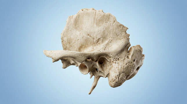 3D render Medical, human temporal skull bone anatomy, lateral cranium structure Medical background.