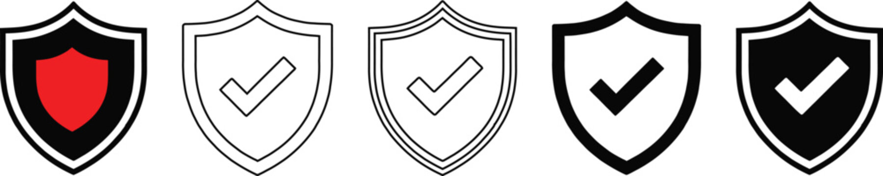 Security status icons with shield symbols showing different verification levels