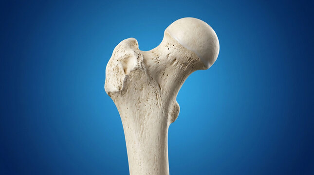 3D render Medical, human femur bone anatomy, orthopedic hip joint femoral structure Medical background.