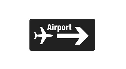 Obraz premium Black Airport Direction Sign with Airplane Icon and Right Arrow