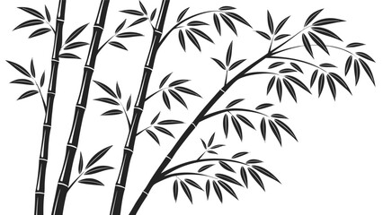 Obraz premium Set of bamboo stalks with leaves