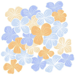 Fototapeta premium seamless floral pattern. Pastel floral background with hand-drawn stylized blue and peach flowers.