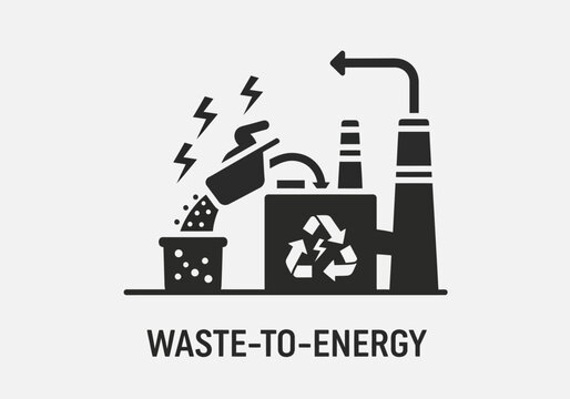 Waste to energy conversion process diagram.
