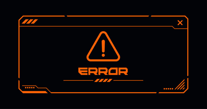 Futuristic error alert HUD panel with cyberpunk warning window techwear interface frame and sci fi system notification screen