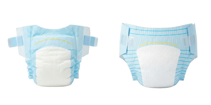 Two baby diapers isolated on transparent background