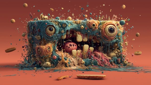 Fantasy monster. Illustrations on the theme of advertising, art, monsters, food and humor.	