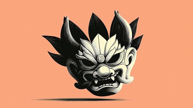 Religious mask. Illustration on the theme of culture and religion, history, and carnivals.