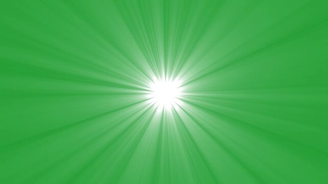 Bright White Sun Starburst Flare Effect with Glowing Light Rays on Green Screen Chroma Key Background