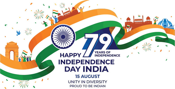 India independence day celebration 79 years of freedom patriotic cat day design